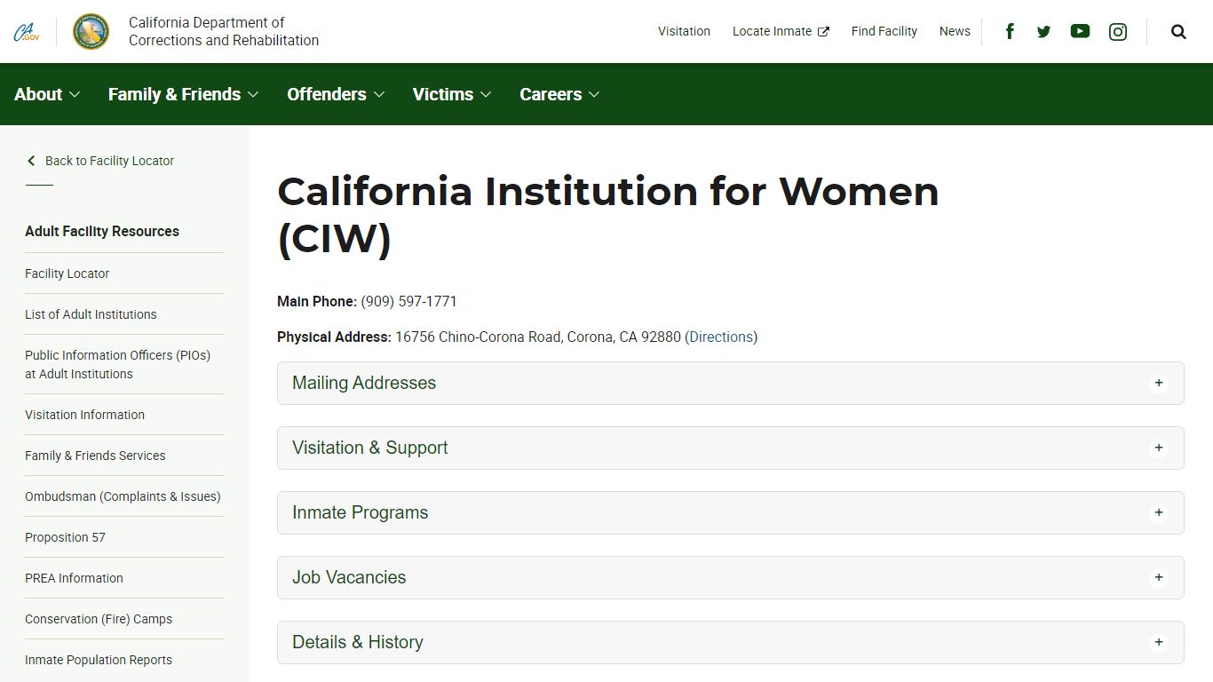 California Institution for Women (CIW) - California Department of ...